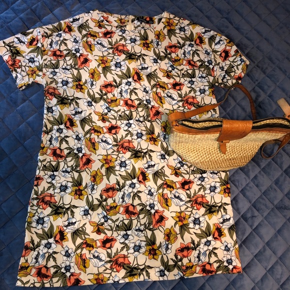 Floral Print Multicolored T-Shirt Dress - Picture 1 of 3